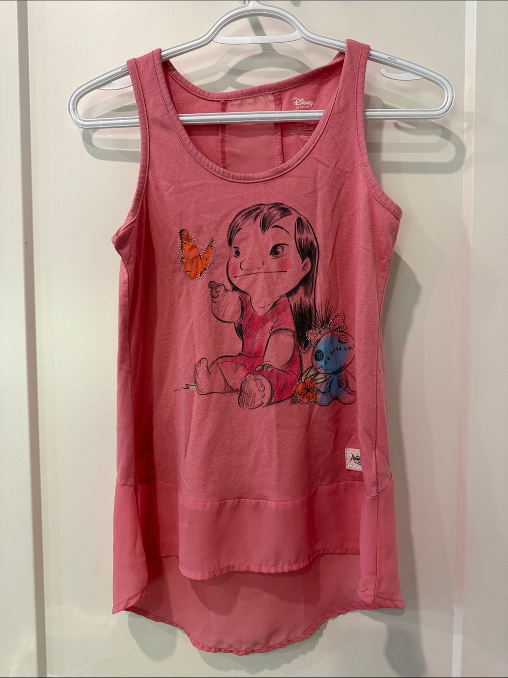 Disney Pink Lilo & Stitch Tank Top with Chiffon Hem